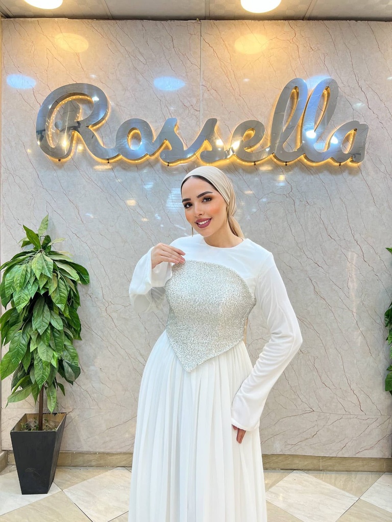[S-234] شيفون ابيض منفوش كورساج بلاستيك