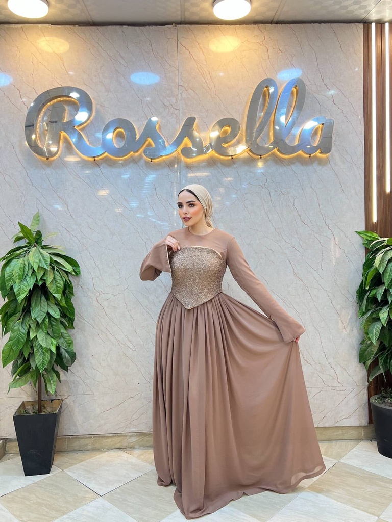 [S-238] شيفون كافيه منفوش كورساج بلاستيك