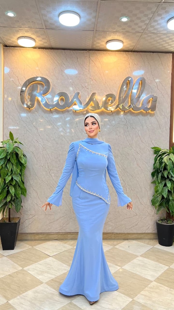 [S-254] شيفون بيبي بلو كورساج وطرحه