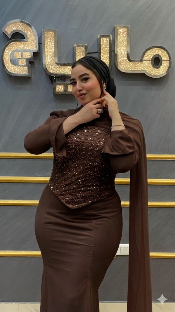 [S-270] شيفون بني بكورساج هاند وشاح