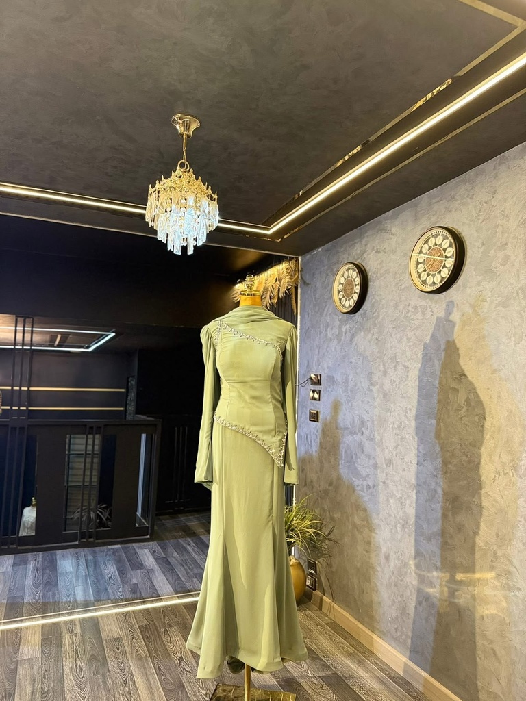 [S-67] شيفون مينت كورساج طرحه صك
