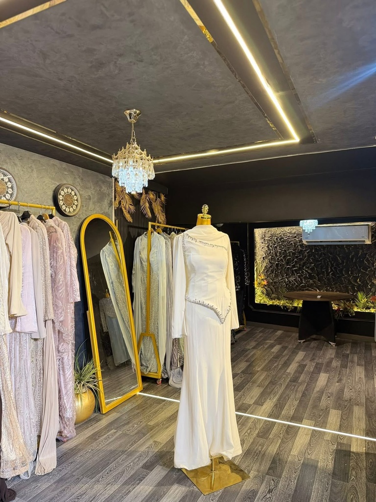 [S-114] شيفون ابيض كورساج طرحه صك