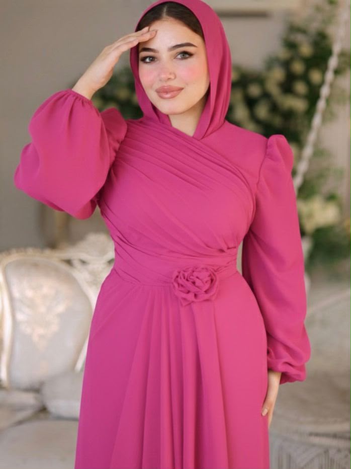 [S-155] شيفون بينك ورده وسط