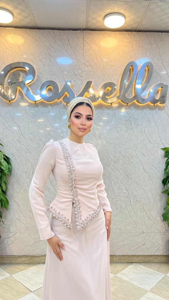 [S-167] شيفون روز جيبه كورساج استراس طول