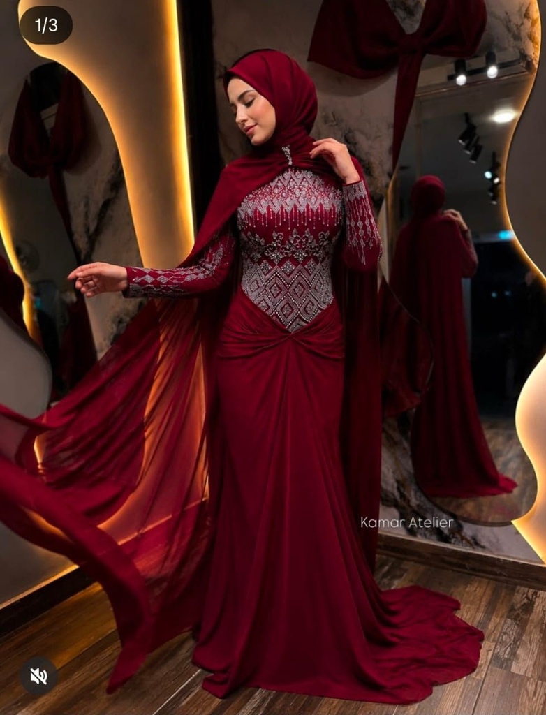 [S-179] هاند بيرجاندي فشيفون اكستنشن رقبه