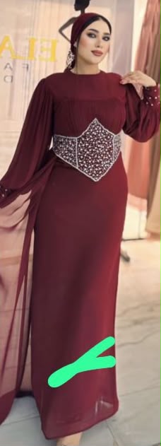 [S-185] شيفون بيرجاندي حورساج وكم ستراس